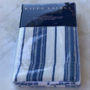 RALPH LAUREN INDIGO COTTAGE  NAVY WHITE SAWBUCK STRIPE EUROPEAN SHAM NEW